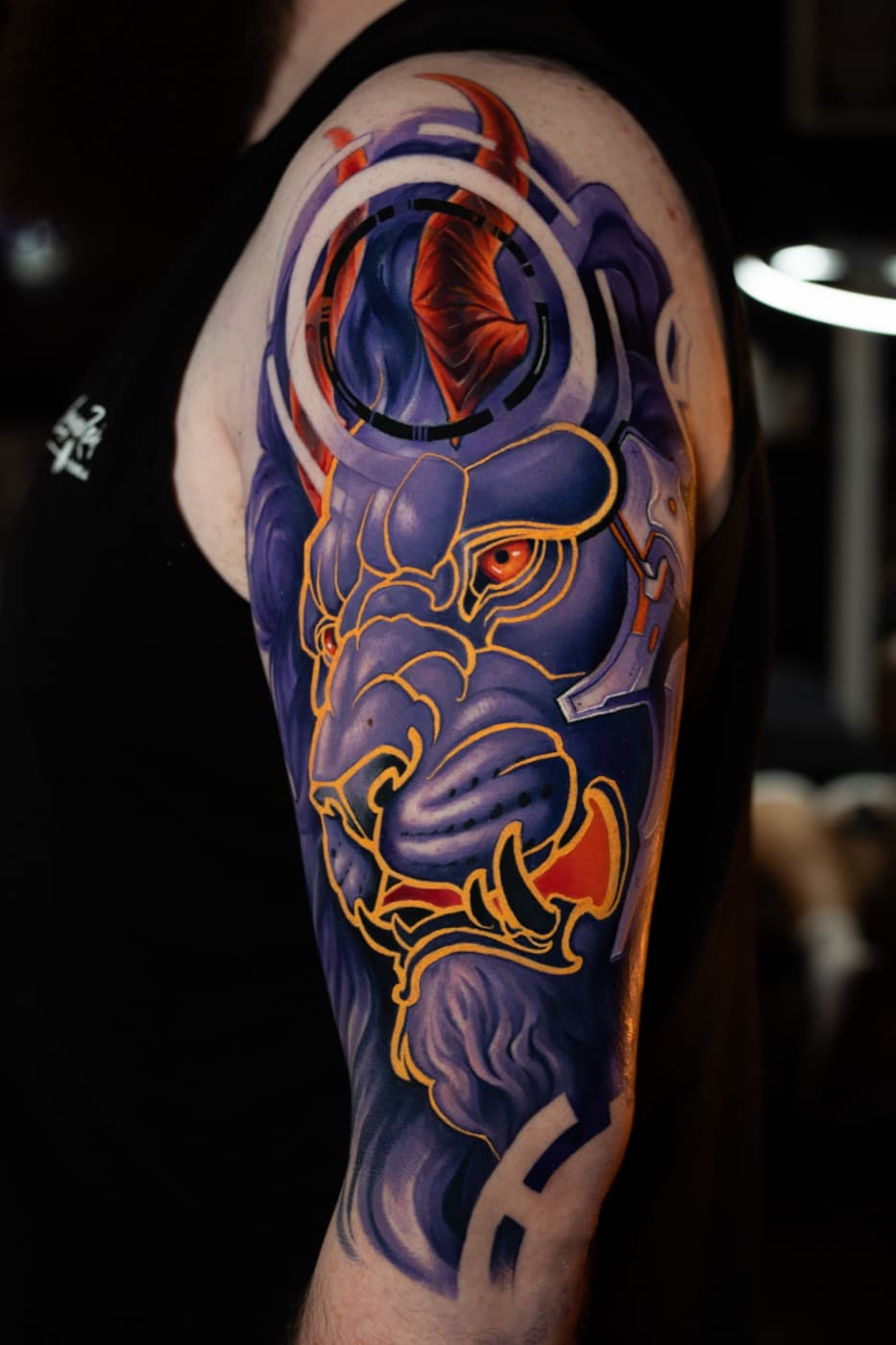 Custom colour illustration tattoo by veda.ink, Brighton